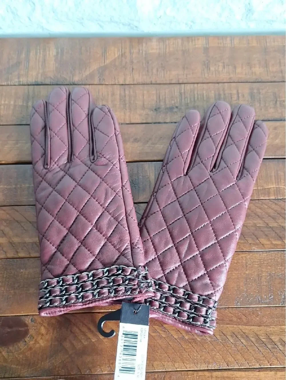 Nwt Badgley Mischka Burgandy Sheep Leather Fashion Glove